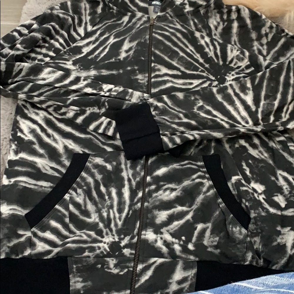 Black white and grey tie dye zip up!
